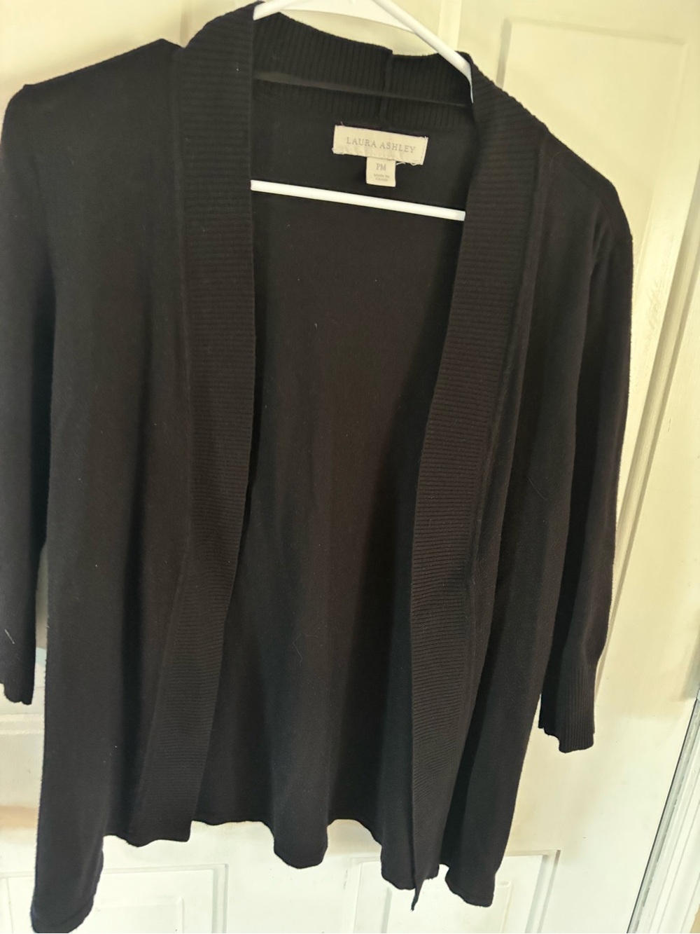 Laura Ashley Black Open-Front Lightweight Cardigan
